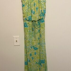 Green and Blue Patterned Maxi Dress, very soft and comfy